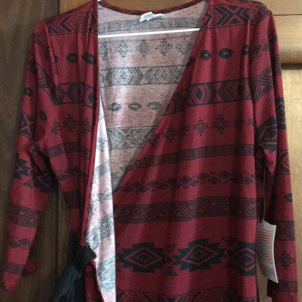 LuLaRoe Michelle wrap dress size medium red Aztec